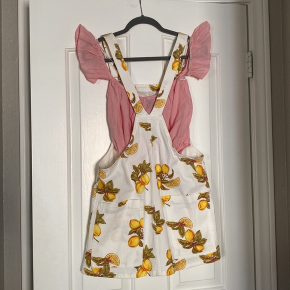 Lemon skirt overalls w/ red striped crop top - Picture 6 of 6